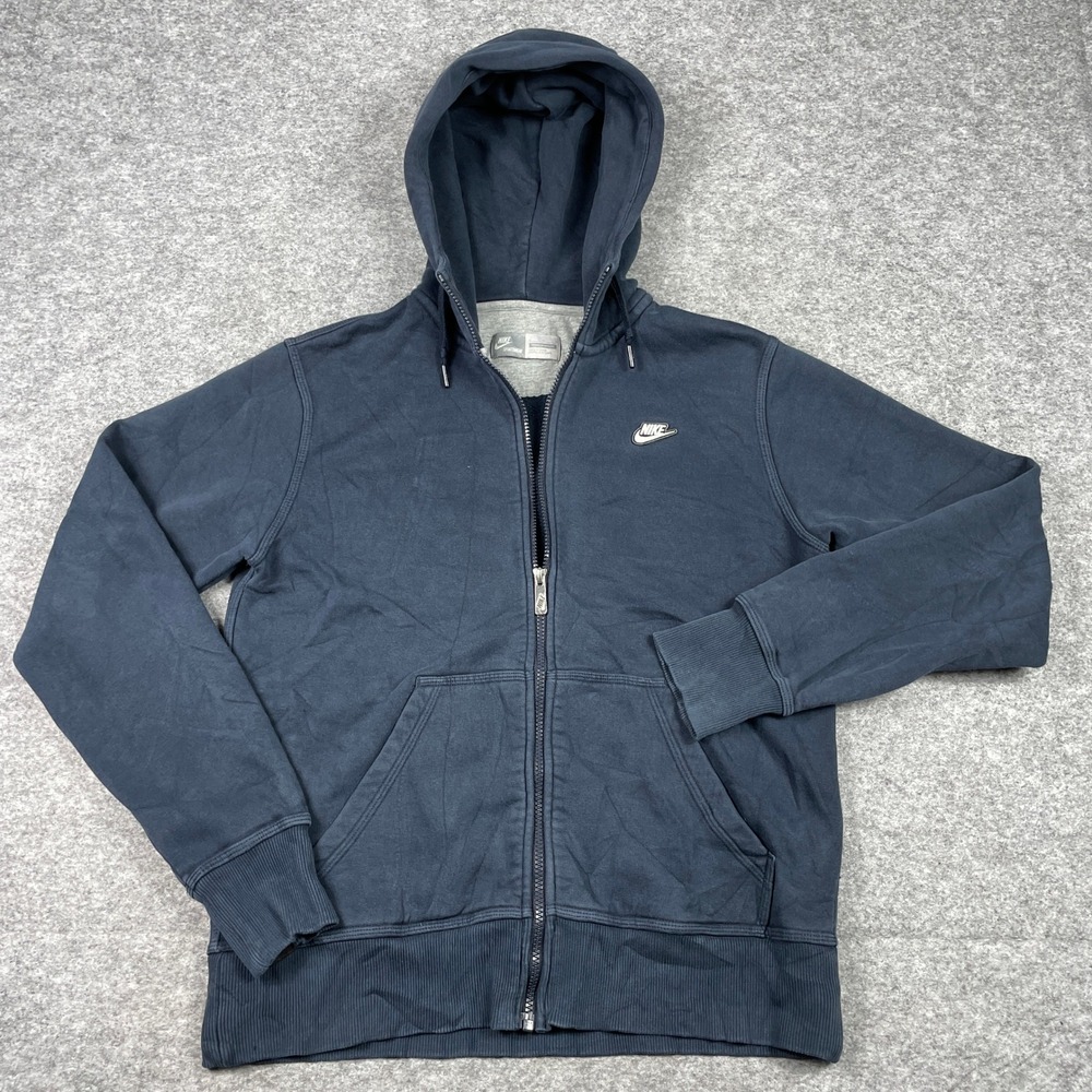 Vintage Nike Hoodie Jacket Mens Medium Navy Blue Sportswear Full Zip 502638-473